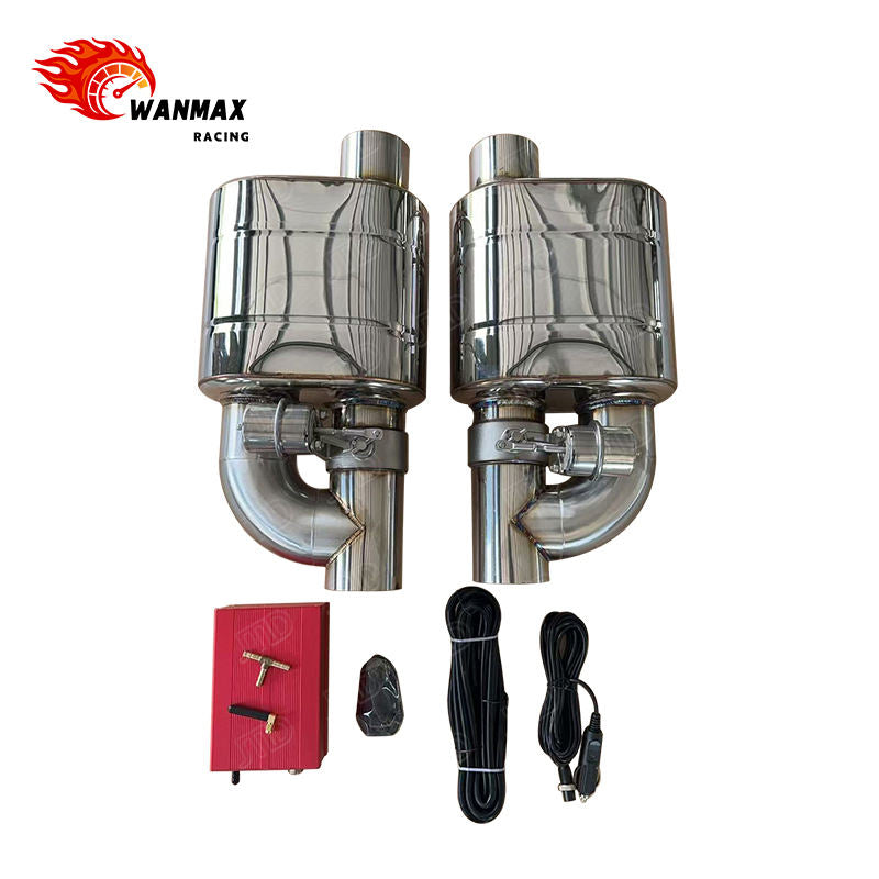 Universal Pneumatic Vacuum Valved Exhaust Muffler Pair Kit Single‑In Single‑Out Silencer With Full Remote Control System