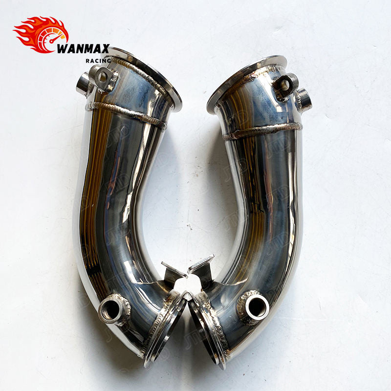 Polished 304 Stainless Steel Catless Exhaust Downpipe for BMW X5M F95 X6M F96 S63 4.4L V8 Twin Turbo