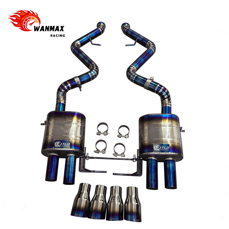 Titanium Valved Exhaust System for BMW E90 E92 E93 M3 4.0L V8 2008-2013 Race Catback Muffler Burnt Blue Tips