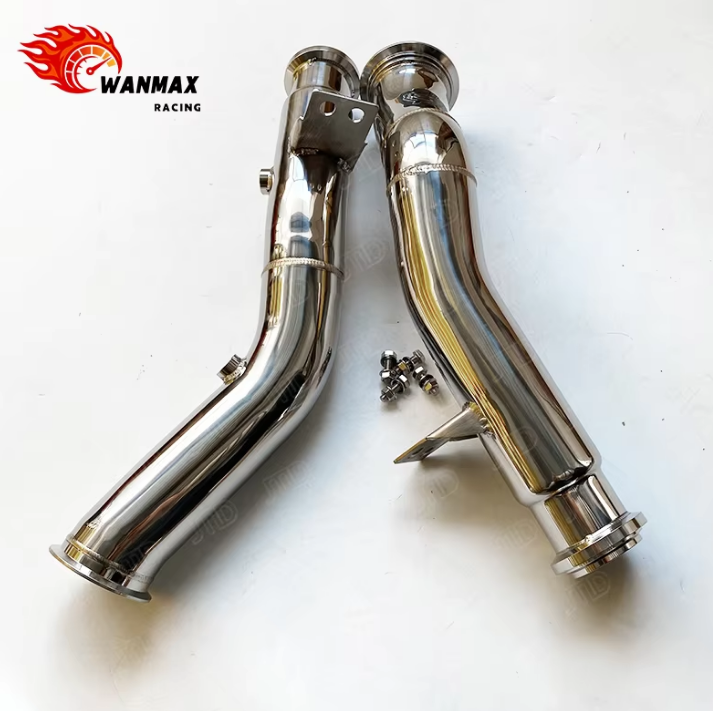Polished 304 Stainless Steel High-Flow Exhaust Downpipe for Mercedes-Benz C43 AMG W205 3.0T V6 Twin Turbo
