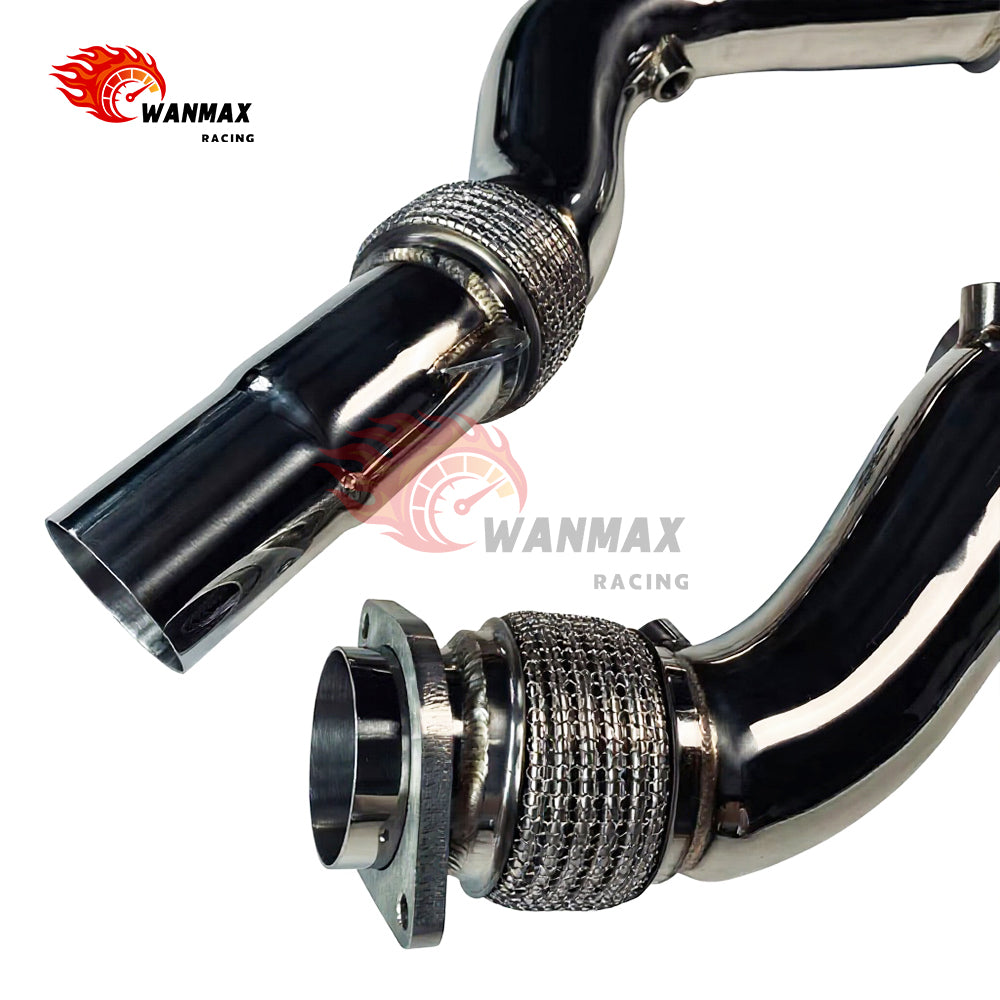SS304 Exhaust Downpipe with Flex Bellows 89-76mm for BMW F80 M3 F82 M4 F87 M2C S55 3.0T 2014-2021