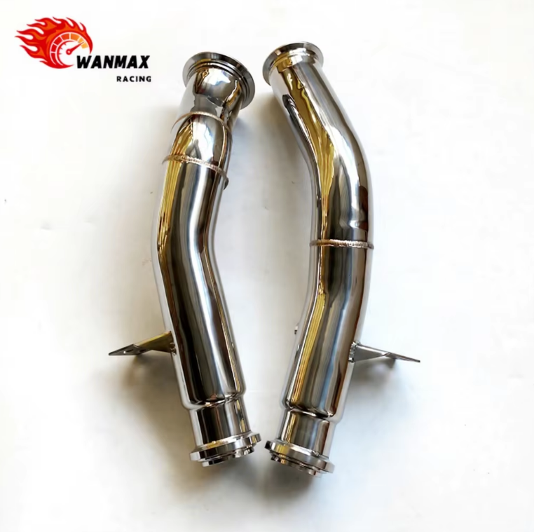 Polished 304 Stainless Steel High-Flow Exhaust Downpipe for Mercedes-Benz C43 AMG W205 3.0T V6 Twin Turbo