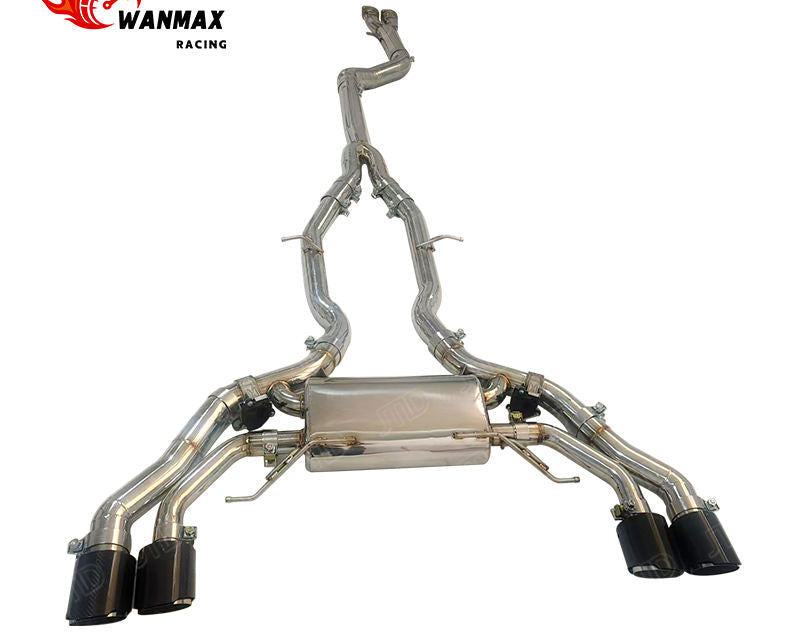 Polished SS304 Valvetronic Catback Exhaust for BMW F97 X3M F98 X4M S58 3.0L with Quad Carbon Tips