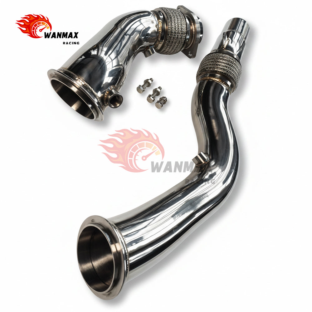 SS304 Exhaust Downpipe with Flex Bellows 89-76mm for BMW F80 M3 F82 M4 F87 M2C S55 3.0T 2014-2021