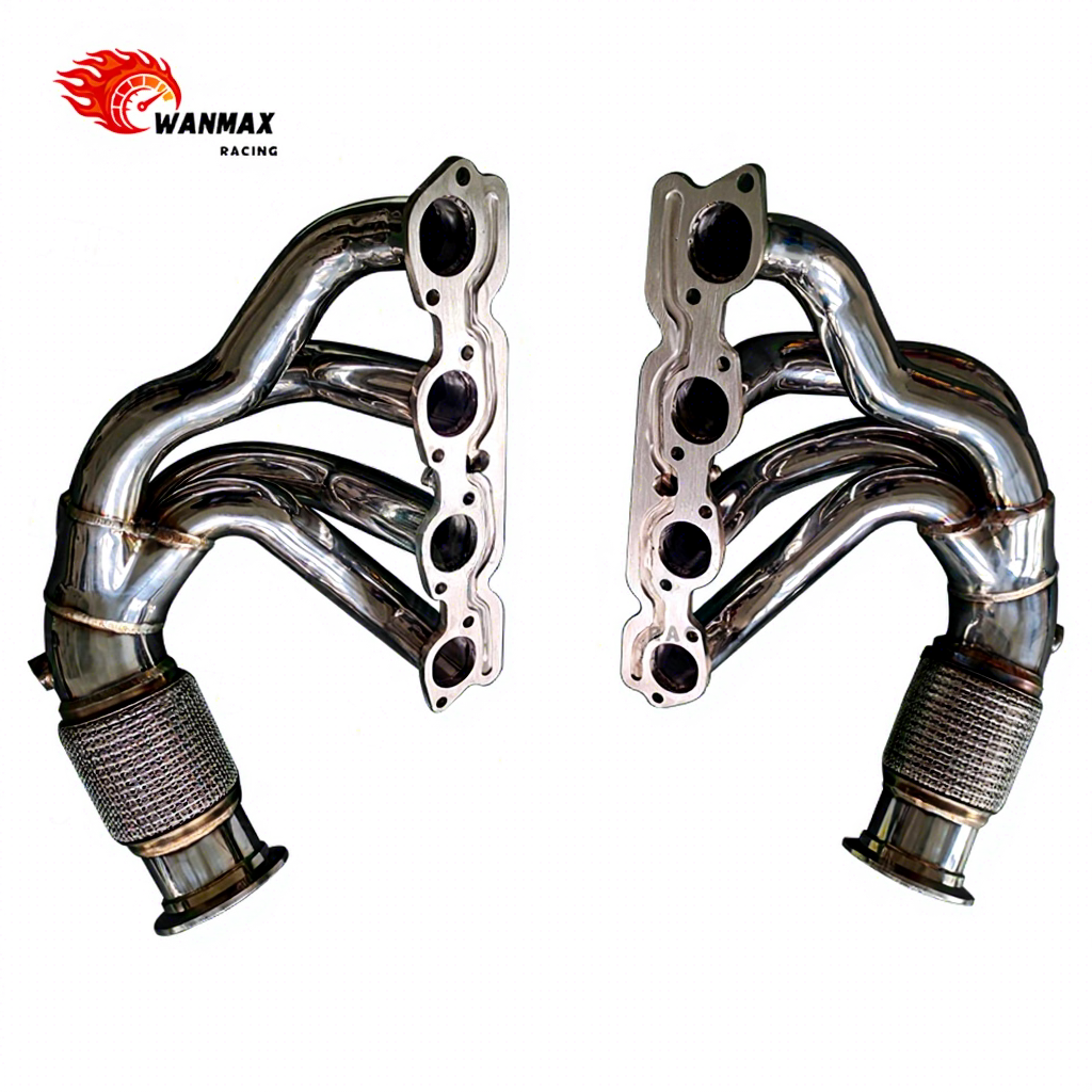 Mirror-Polished T304 Stainless Steel Equal-Length Header Pair for Ferrari 458 Italia 4.5L V8 2009-2015
