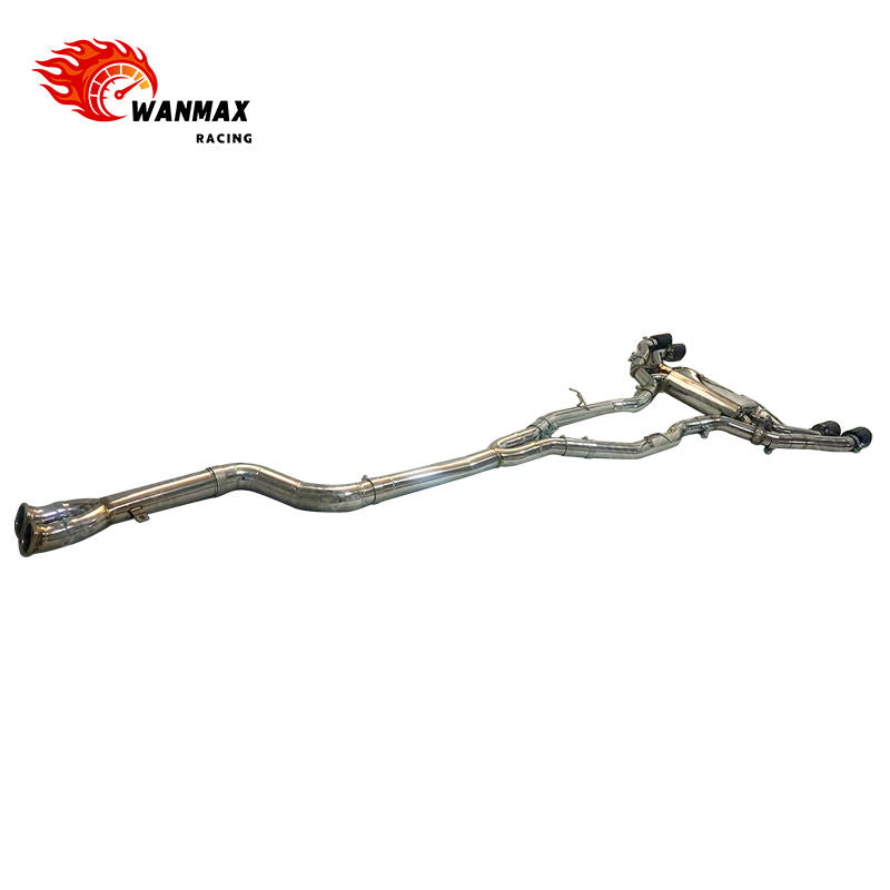 Polished SS304 Valvetronic Catback Exhaust for BMW F97 X3M F98 X4M S58 3.0L with Quad Carbon Tips