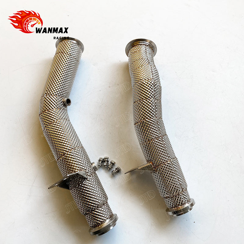 Heat Shielded High-Flow 304 Stainless Steel Exhaust Downpipe for Mercedes-Benz C43 AMG W205 3.0T V6 Twin Turbo