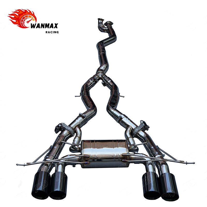 Polished SS304 Valvetronic Catback Exhaust System for BMW G80 M3 G82 M4 G87 M2 S58 3.0L with Gloss Black Tips