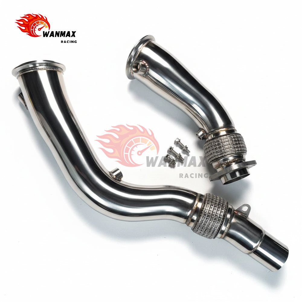 SS304 Exhaust Downpipe with Flex Bellows 89-76mm for BMW F80 M3 F82 M4 F87 M2C S55 3.0T 2014-2021