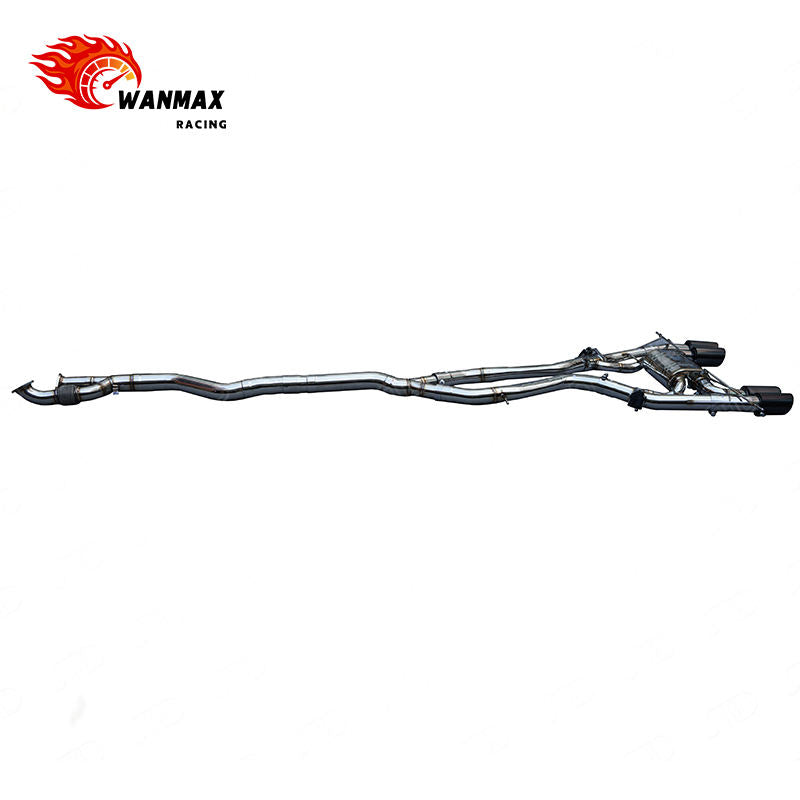 Polished SS304 Valvetronic Catback Exhaust System for BMW G80 M3 G82 M4 G87 M2 S58 3.0L with Gloss Black Tips