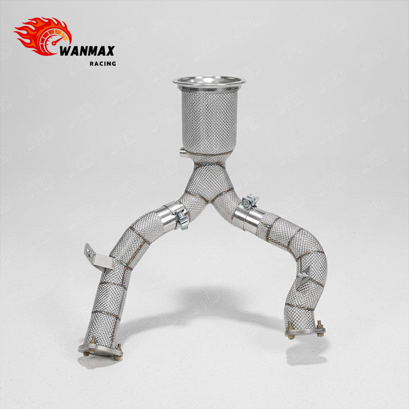 High-Grade Exhaust Downpipe with Heat Shield for Audi A7 C8 55 TFSI 3.0T Supercharged V6 Stainless Steel Front Pipe with High Flow Cat