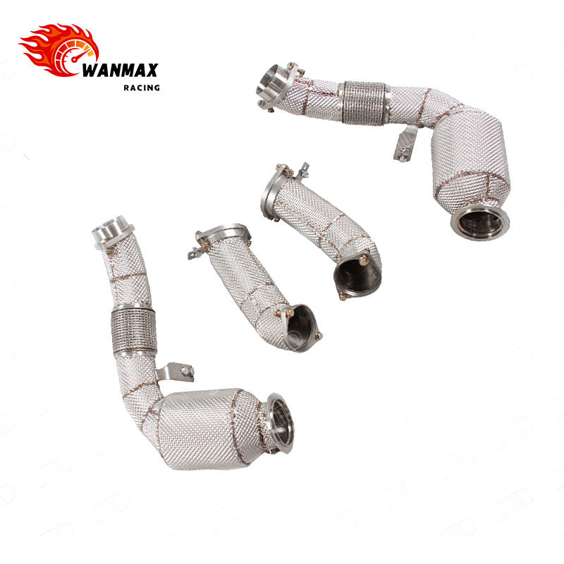 High Flow Catted Downpipe Set for BMW M5 G90 S68 4.4T Twin Turbo V8 PHEV Full Heat Shield SS304