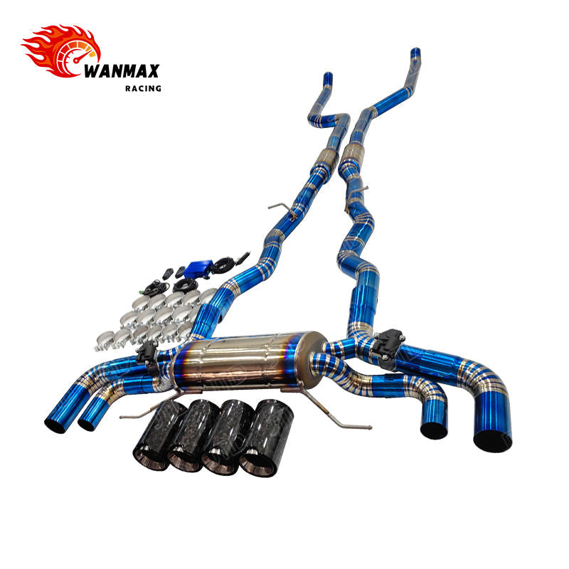 Electronic Valved Catback Exhaust for 2019+ BMW F91 F92 F93 M8 8 Series S63 4.4T No OPF with Forged Carbon Fiber Quad Tips