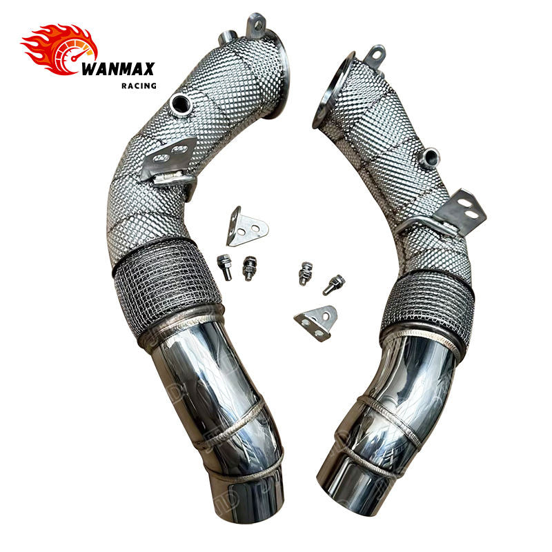 Heat Shielded 304 Stainless Steel High-Flow Exhaust Downpipe for BMW F10 M5 S63 4.4L V8 Twin Turbo