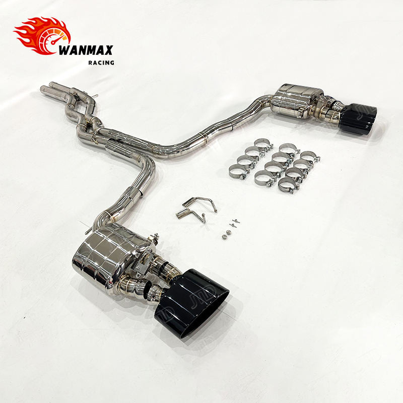 SS304 Electronic Valved Catback Exhaust for 2019+ Audi C8 RS6 RS7 4.0T Twin Turbo V8 US Spec with Optional Gloss Carbon Fiber Tips