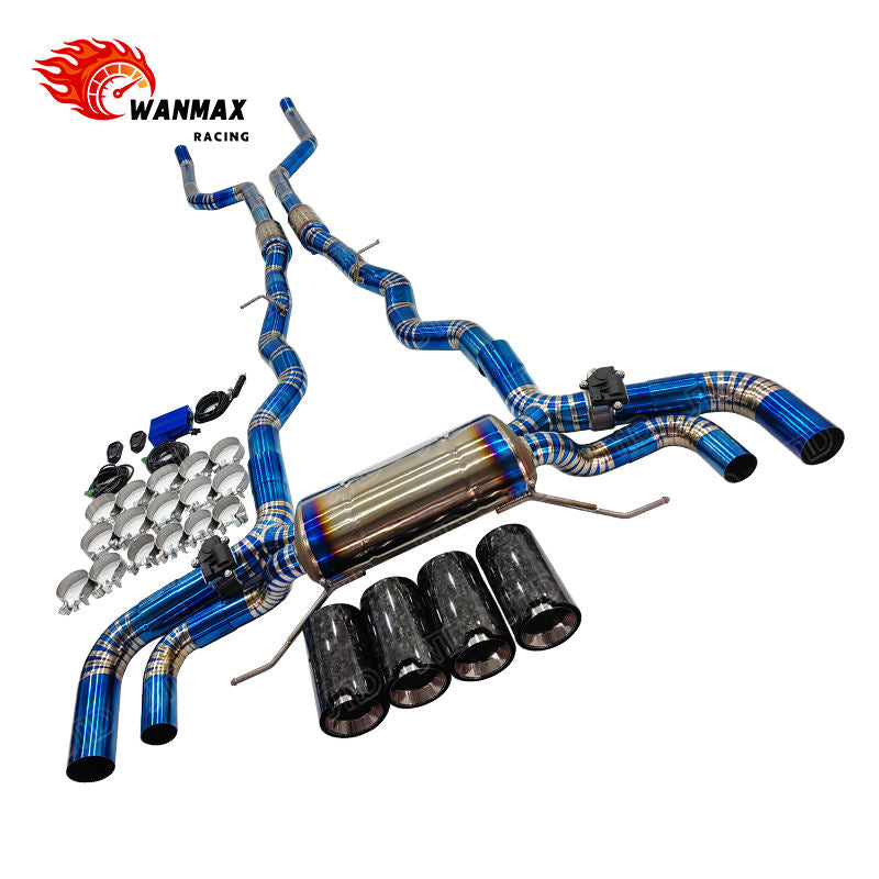 Electronic Valved Catback Exhaust for 2019+ BMW F91 F92 F93 M8 8 Series S63 4.4T No OPF with Forged Carbon Fiber Quad Tips