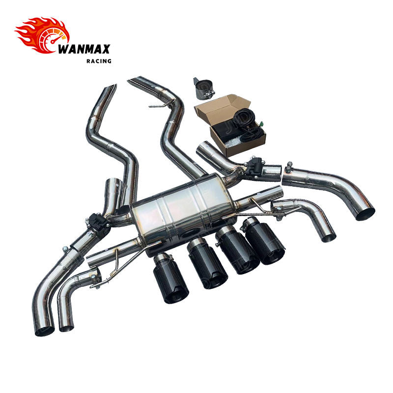 Polished SS304 Valvetronic Catback Exhaust System for BMW G20 M340i G22 G23 M440i B58 3.0L Twin Turbo with Quad Carbon Tips