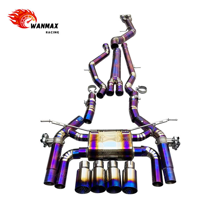 Burnt Purple Titanium Valved Catback Exhaust for BMW M3 G80 M4 G82 S58 Muffler Pipe with Quad Tips