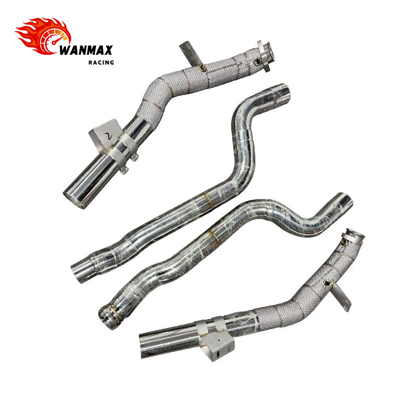 Heat Shielded SS304 High Flow Front Downpipe for Mercedes-Benz CLS550 M278 4.7T V8 2012-2018