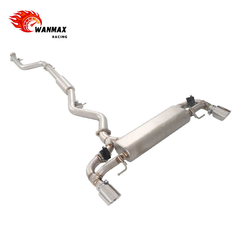 Sandblasted SS304 Valvetronic Catback Exhaust for BMW G22 G23 G26 420i 425i 430i B48 2.0L Turbo with Silver Tips