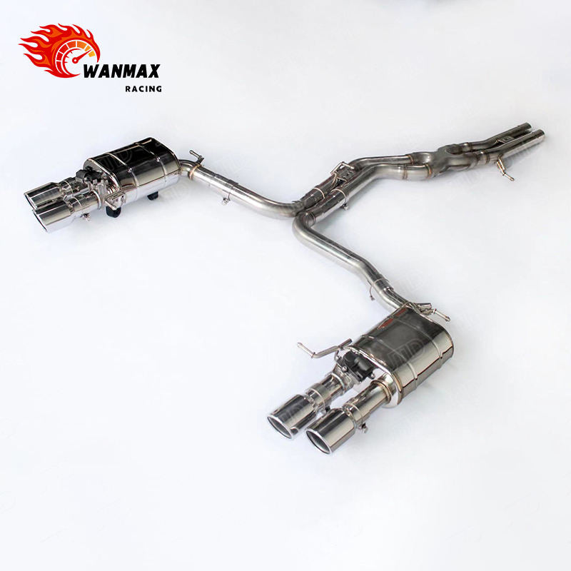 Performance T304 Stainless Steel Valvetronic Catback Exhaust System with X-Pipe for Audi S6 C7 4.0T V8 Twin Turbo