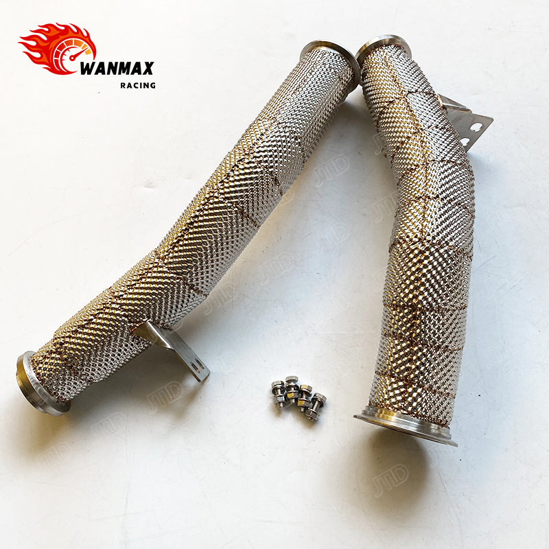 Heat Shielded High-Flow 304 Stainless Steel Exhaust Downpipe for Mercedes-Benz C43 AMG W205 3.0T V6 Twin Turbo