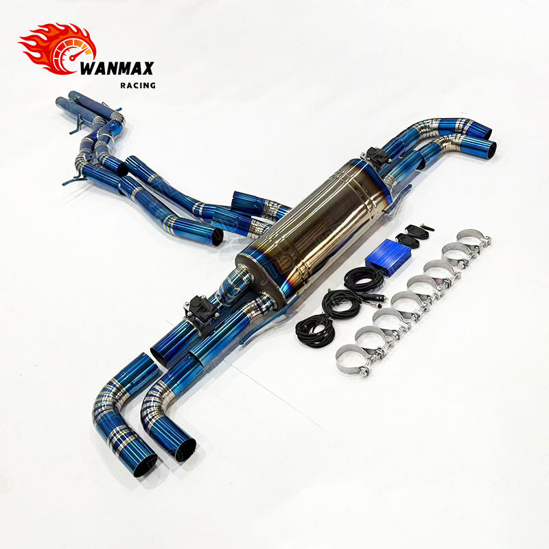 Performance Professional Titanium Exhaust for Audi RSQ8 4.0T V8 Blue Burnt Mirror Polished Pipes Electronic Valve Improves