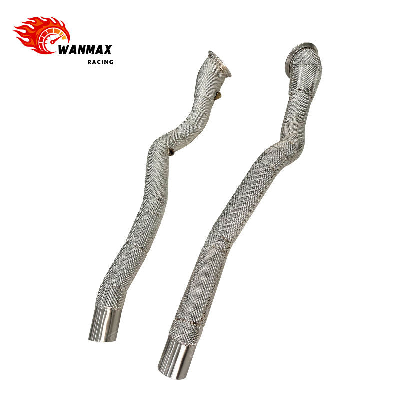 Stainless Steel Straight Pipe Exhaust Downpipe for Ferrari F12 812 Race Pipes with Heat Shield