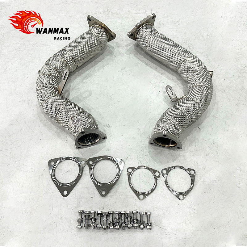 Heat Shield Wrapped High Flow SS304 Downpipe for Audi S4 S5 B8 B8.5 3.0T Supercharged 2007-2024