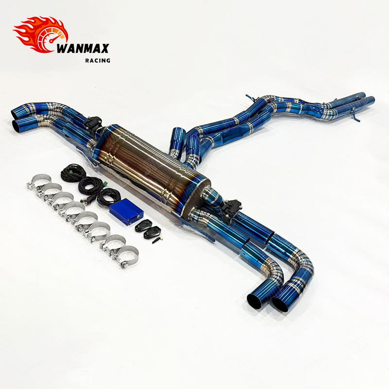 Performance Professional Titanium Exhaust for Audi RSQ8 4.0T V8 Blue Burnt Mirror Polished Pipes Electronic Valve Improves