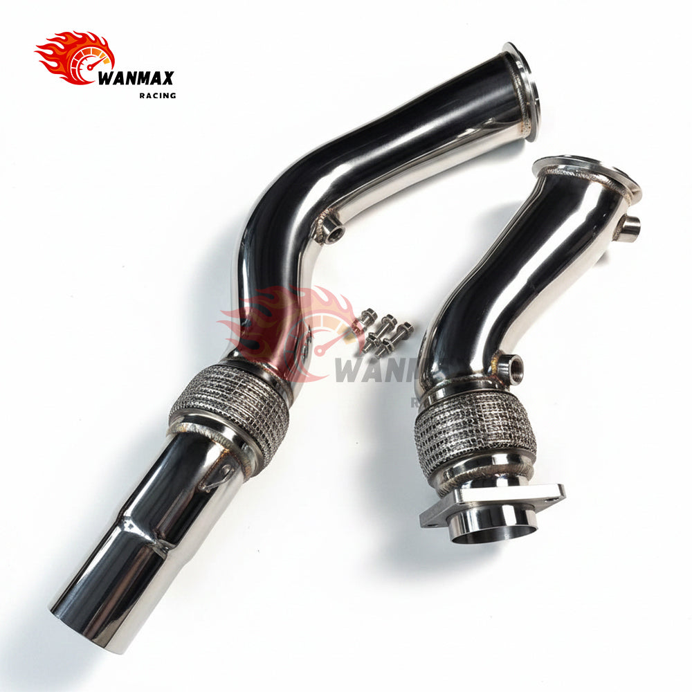 SS304 Exhaust Downpipe with Flex Bellows 89-76mm for BMW F80 M3 F82 M4 F87 M2C S55 3.0T 2014-2021