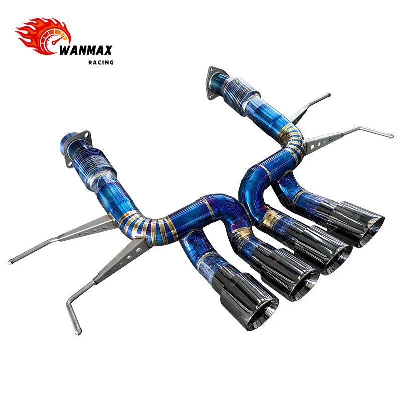 Burnt Blue Titanium Straight Through Catback Exhaust with Gloss Black Quad Tips for Chevrolet Corvette C8 Z06 5.5L Naturally Aspirated V8