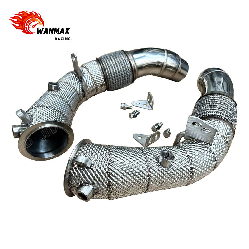 Heat Shielded 304 Stainless Steel High-Flow Exhaust Downpipe for BMW F10 M5 S63 4.4L V8 Twin Turbo