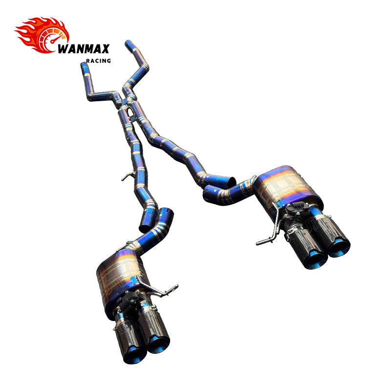 Titanium X-Pipe Valved Catback Exhaust for BMW M5 F10 S63 4.4L Twin Turbo 2012-2016 Performance Muffler Pipe with Quad Tips