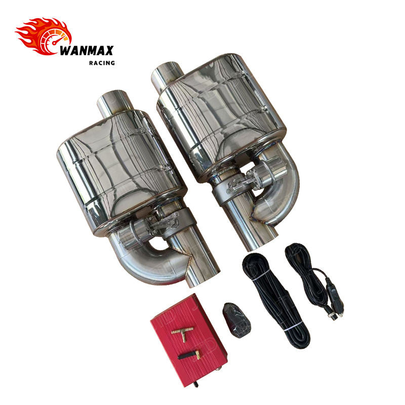 Universal Pneumatic Vacuum Valved Exhaust Muffler Pair Kit Single‑In Single‑Out Silencer With Full Remote Control System