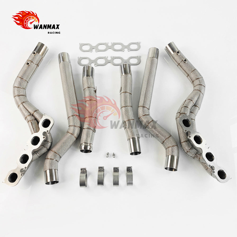 T304 Heat-Wrapped Equal-Length Long-Tube Header Pair for Mercedes-AMG C63 W204 M156 6.2L V8