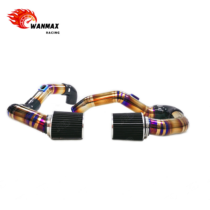 Front Mount Titanium Dual Air Intake System Kit with Twin Pipes for BMW F80 M3 F82 M4 S55 3.0T Engines