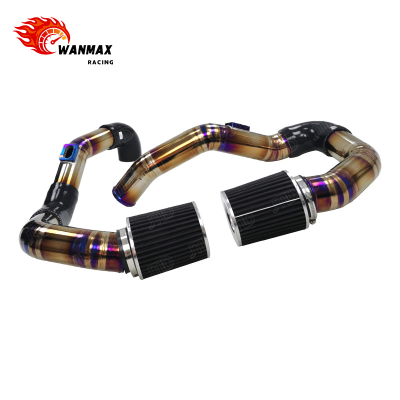 Front Mount Titanium Dual Air Intake System Kit with Twin Pipes for BMW F80 M3 F82 M4 S55 3.0T Engines
