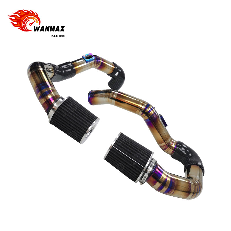 Front Mount Titanium Dual Air Intake System Kit with Twin Pipes for BMW F80 M3 F82 M4 S55 3.0T Engines