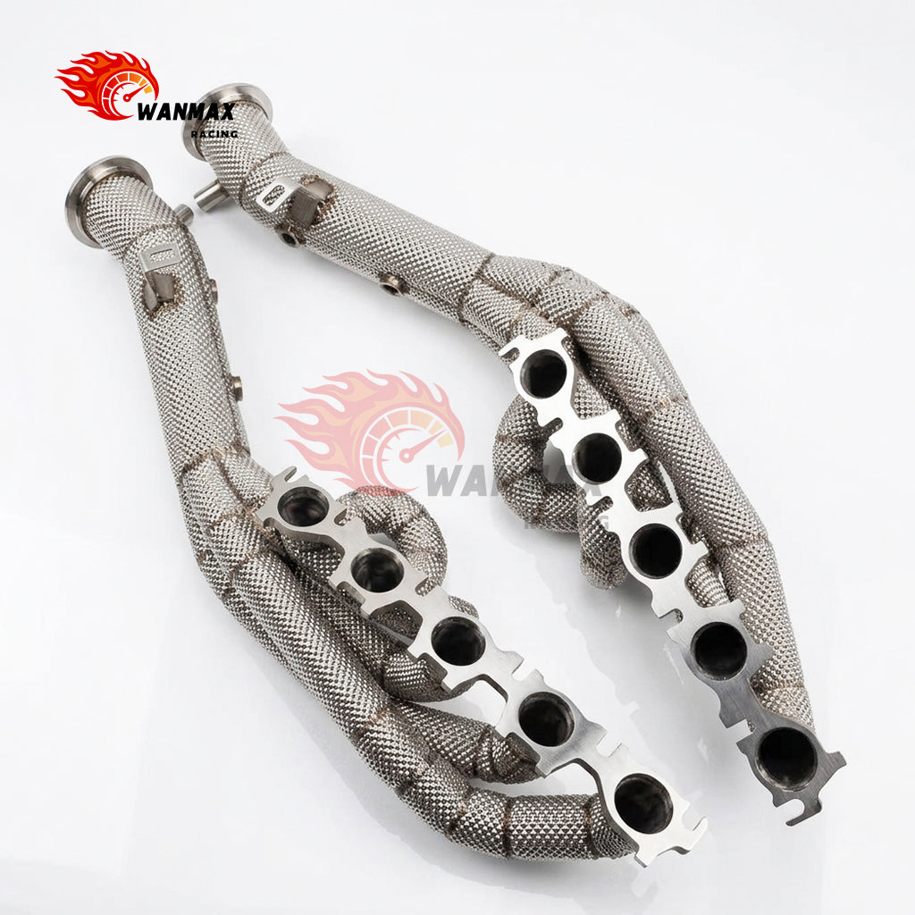 Heat Shield Wrapped SS304 Equal Length Exhaust Headers for Lamborghini Huracan 5.2L V10