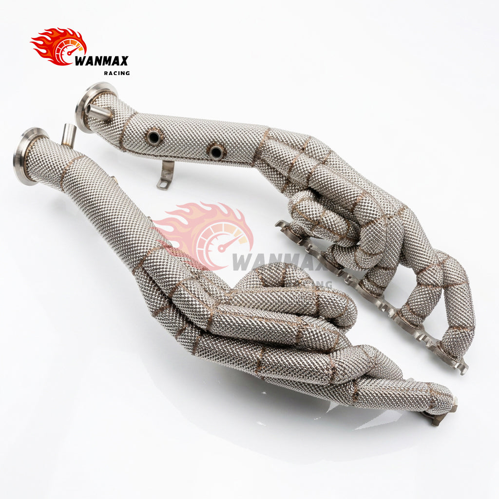 Heat Shield Wrapped SS304 Equal Length Exhaust Headers for Lamborghini Huracan 5.2L V10
