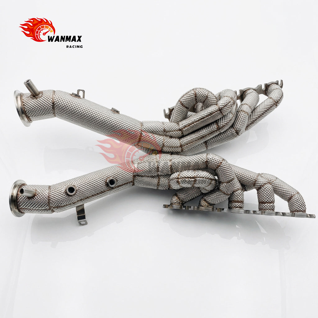 Heat Shield Wrapped SS304 Equal Length Exhaust Headers for Lamborghini Huracan 5.2L V10