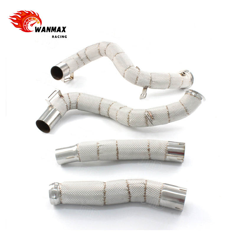 T304 Heat-Shielded Downpipe Pair with Extension Pipes for Mercedes-AMG GT / GTS / GTR 4.0T V8