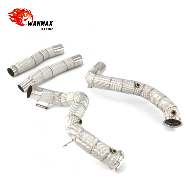T304 Heat-Shielded Downpipe Pair with Extension Pipes for Mercedes-AMG GT / GTS / GTR 4.0T V8