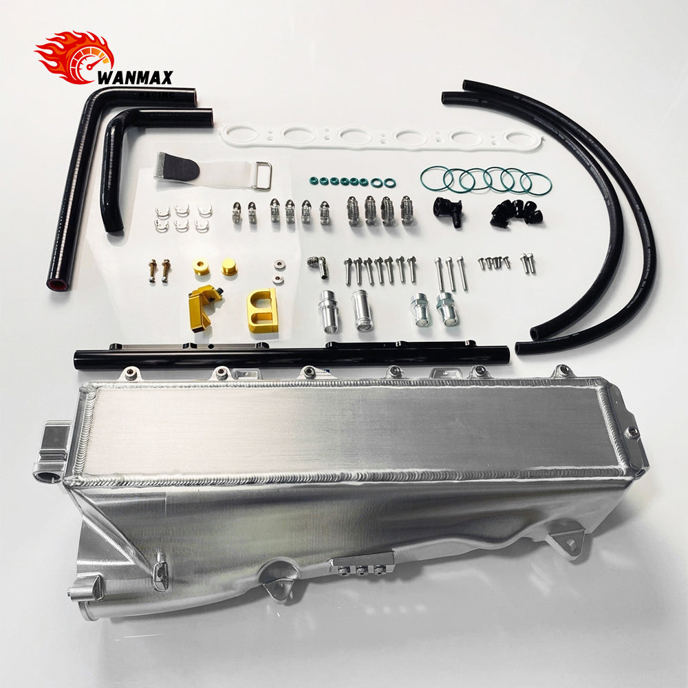 124.35mm Ultra-Thick Single-Pass Core B58TU Max Intake Manifold Charge Air Cooler with Billet Fuel Rail For BMW G20 M340i Toyota Supra A90 A91