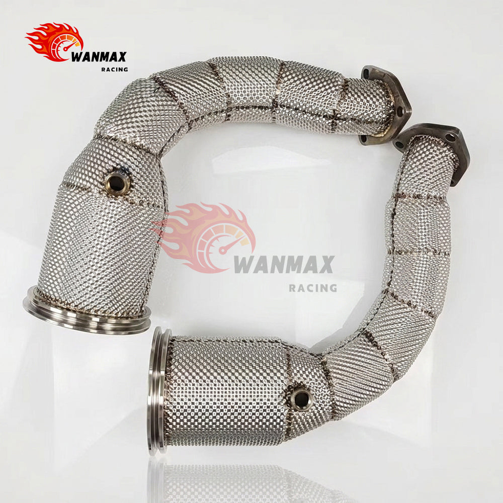Heat Shielded T304 Stainless Steel Exhaust Downpipe For Lamborghini Urus RSQ8 Cayenne 4.0T V8 EA825 Twin Turbo