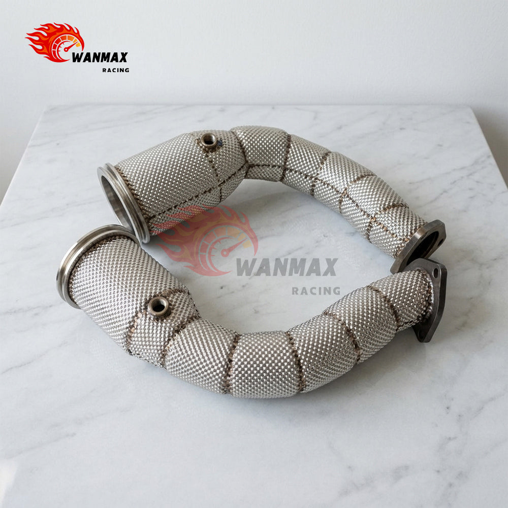 Heat Shielded T304 Stainless Steel Exhaust Downpipe For Lamborghini Urus RSQ8 Cayenne 4.0T V8 EA825 Twin Turbo