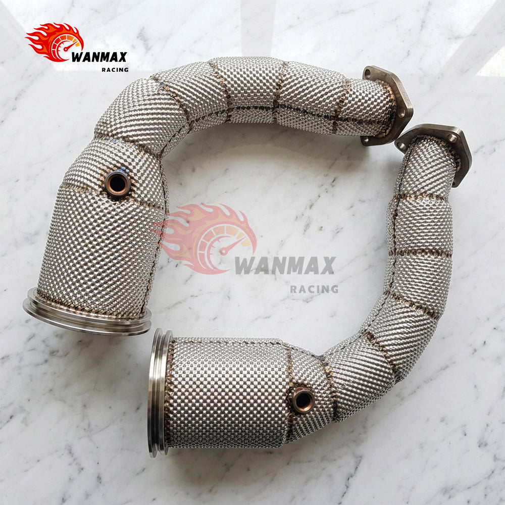 Heat Shielded T304 Stainless Steel Exhaust Downpipe For Lamborghini Urus RSQ8 Cayenne 4.0T V8 EA825 Twin Turbo