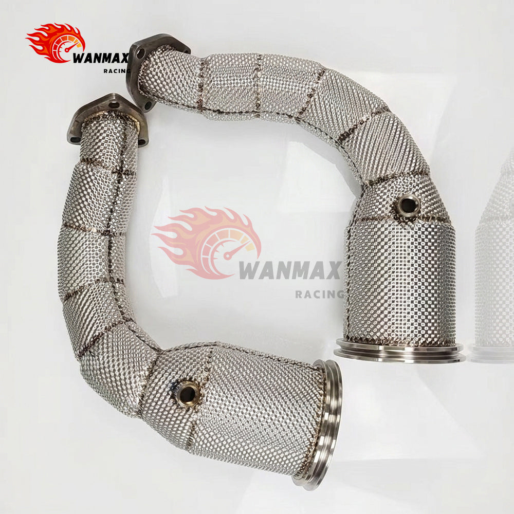 Heat Shielded T304 Stainless Steel Exhaust Downpipe For Lamborghini Urus RSQ8 Cayenne 4.0T V8 EA825 Twin Turbo
