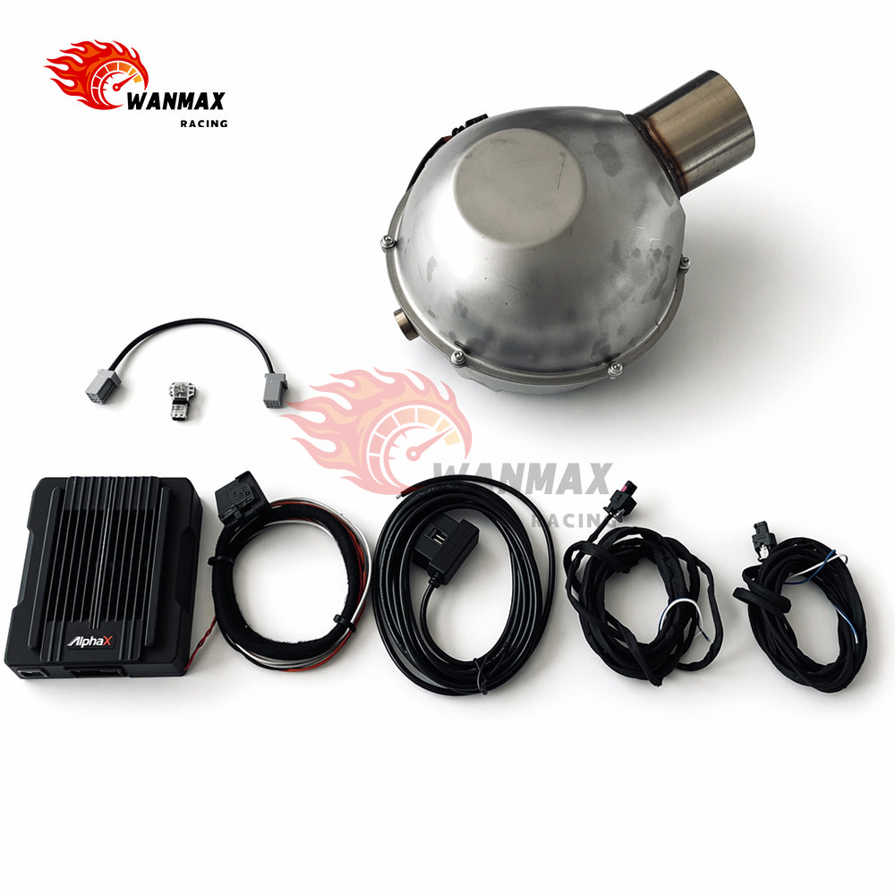 AlphaX Universal Electronic Active Exhaust Sound Booster Kit with Bluetooth App Control and Smart OBD Box
